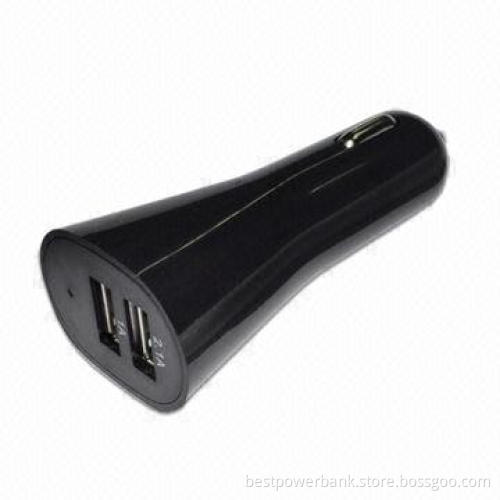 High-end Simple Design Dual-USB In-car Chargers for All Smart Phones with 2,100mAh Output Current